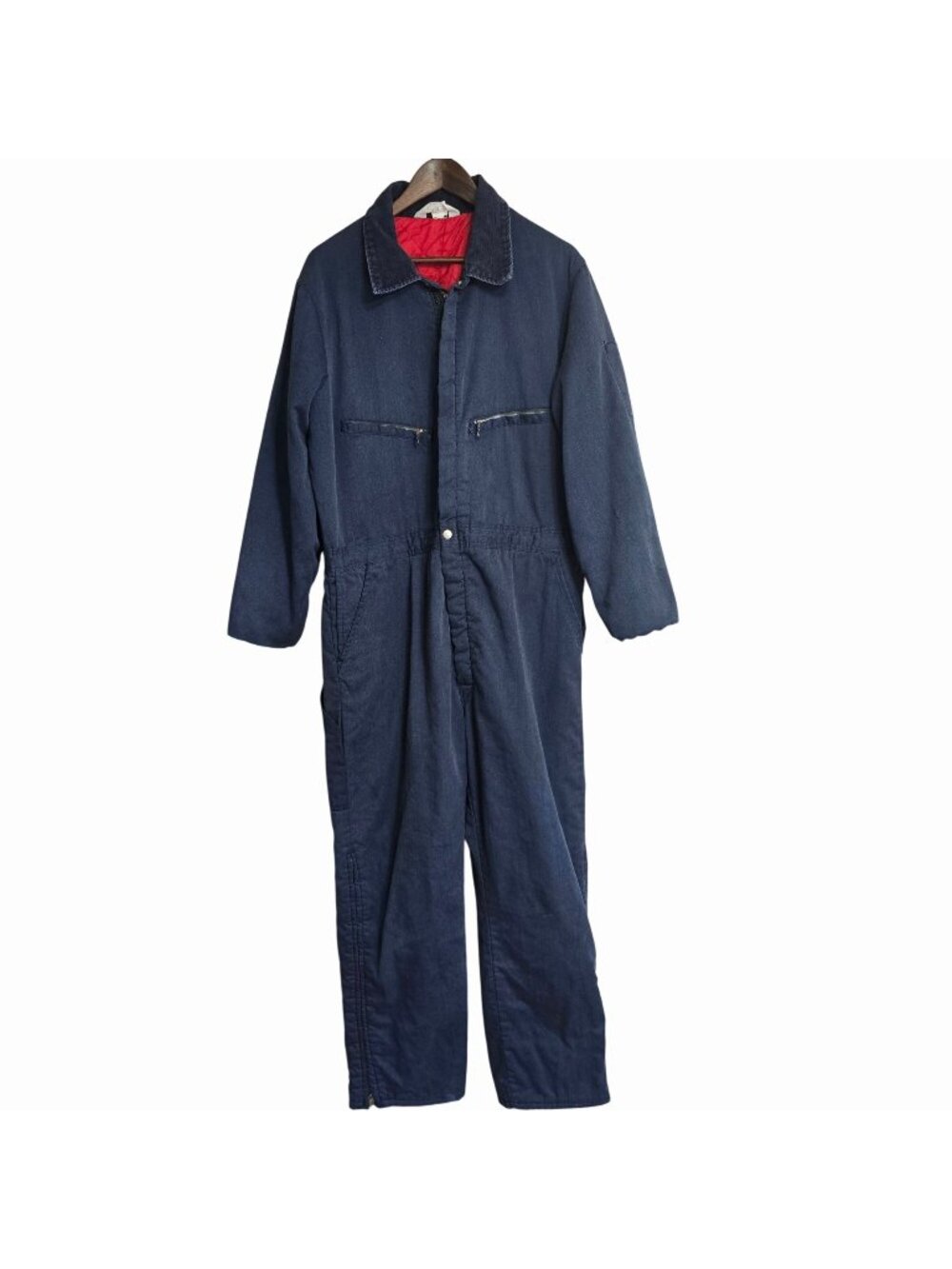 Key Imperial Mens Large Long Quilted Lined Navy Blue Coveralls